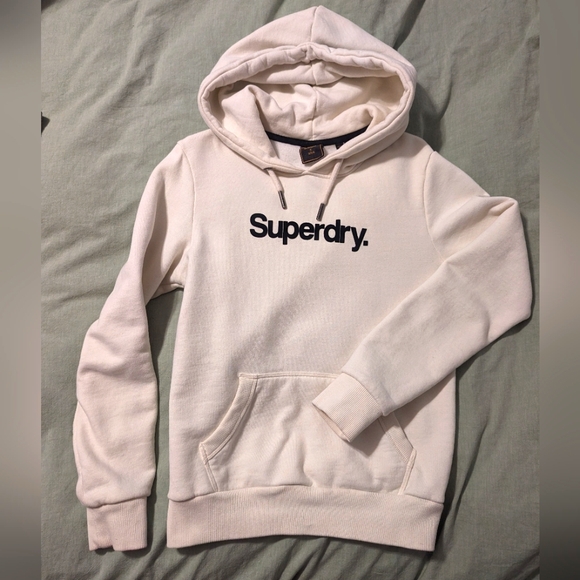 Cream white Superdry hoodie sweatshirt - Picture 1 of 4